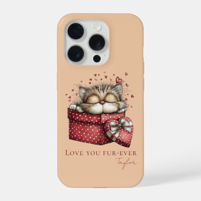 Coque iPhone Kitty endormi Love You Fur-Ever Personnalisé (Verso)