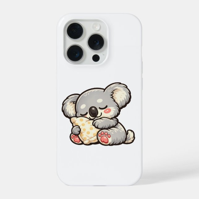 Coque iPhone Koala Endormi Mignon avec Oreiller (Verso)