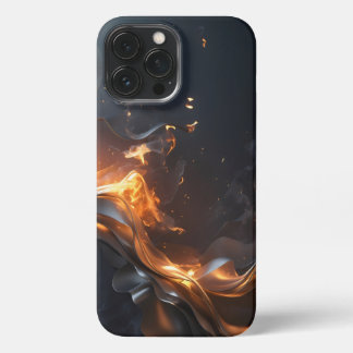 Etui iPhone 13 Pro Max La flamme silencieuse – Or fumant et téléphone noi