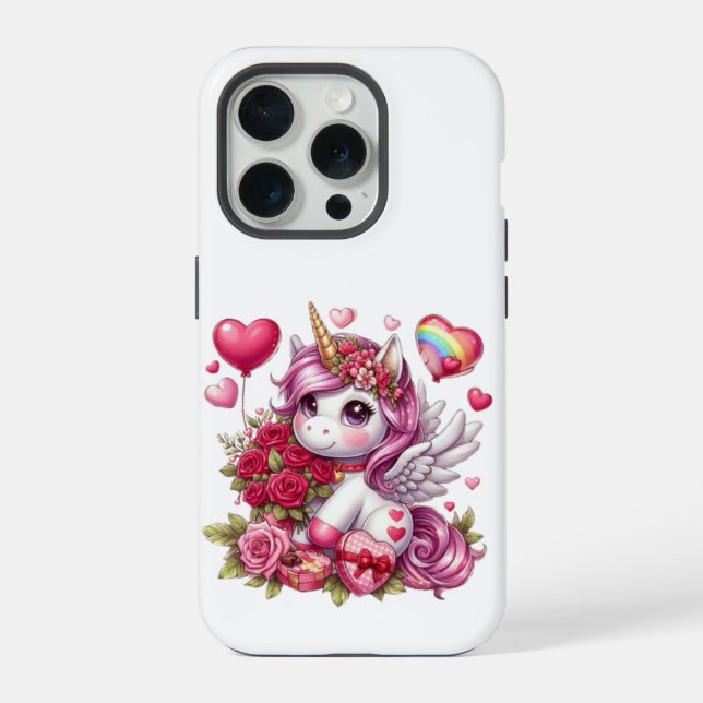 Coque iPhone La mignonne Saint Valentin licorne (Verso)