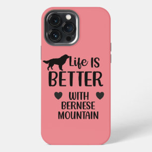 Etui iPhone 13 Pro Max La vie est meilleure avec le chien bernais, l'amou