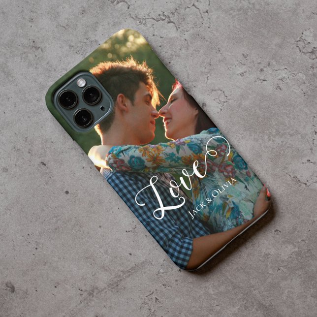Coque iPhone L'amour dans un script élégant | photo customisée (Créateur téléchargé)