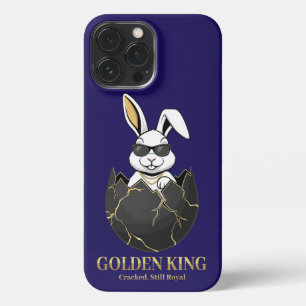Etui iPhone 13 Pro Max Lapin avec des lunettes cool, Or, fêlé, royal