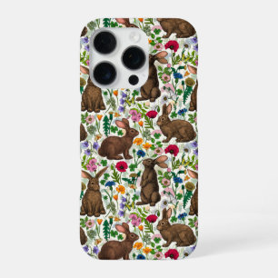 Coque iPhone 16 Pro Lapins et fleur sauvage