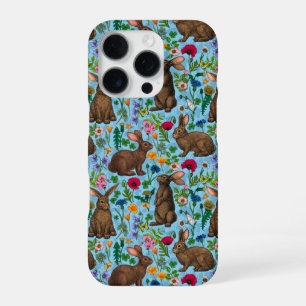 Coque iPhone 16 Pro Lapins et fleurs sauvages