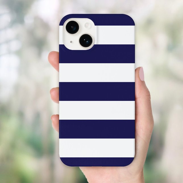 Coque iphone large bande bleu marine (Créateur téléchargé)