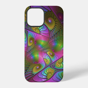 Coque iPhone 12 Pro L'art fractal abstrait trippy lumineux coloré