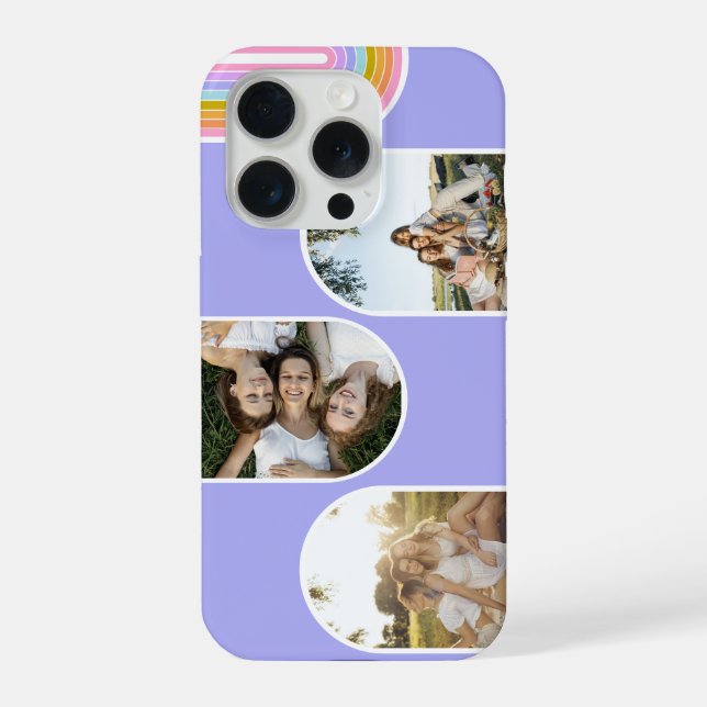 Coque iPhone Lavender Cute Modern 3 Photo Layout Custom (Verso)