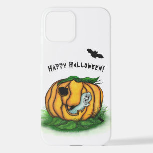 Coque iPhone 12 Le fantôme d'Halloween, chauve-souris, fantôme et 