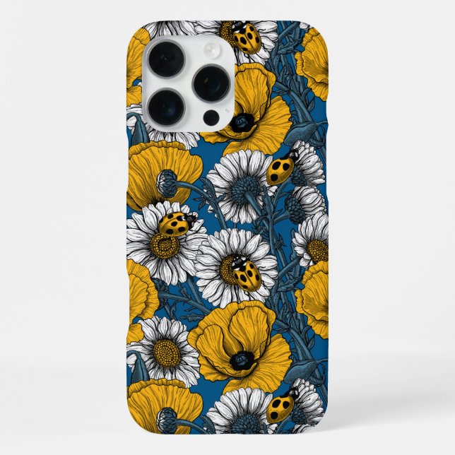 Coque iPhone Le pré en jaune et bleu (Verso)