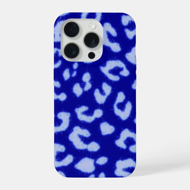 Coque iPhone Léopard Bleu Batik - étui de téléphone (Verso)