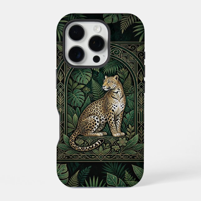 Coque iPhone Leopard Jungle Throne | Dark iPhone 16 Pro Case (Verso)