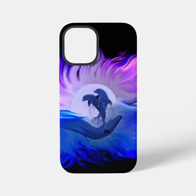 Coque iPhone Les dauphins au clair de lune (Verso)