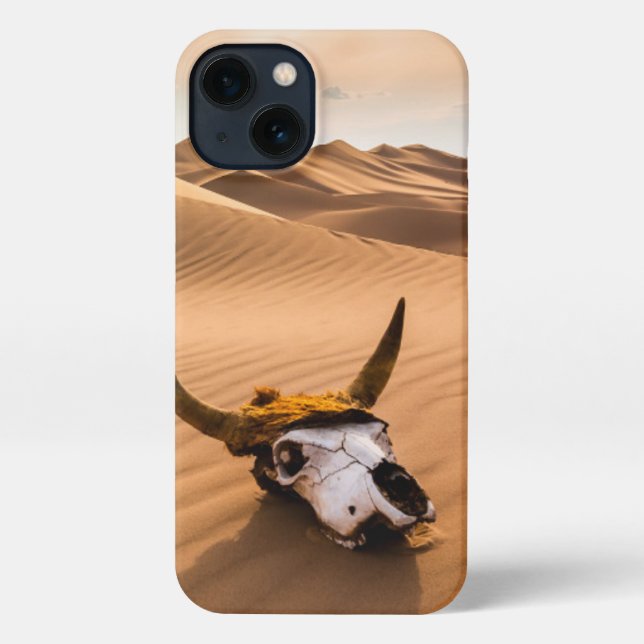 Coque iPhone Les déserts | Crâne de vache Dunes de sable ondulé (Verso)