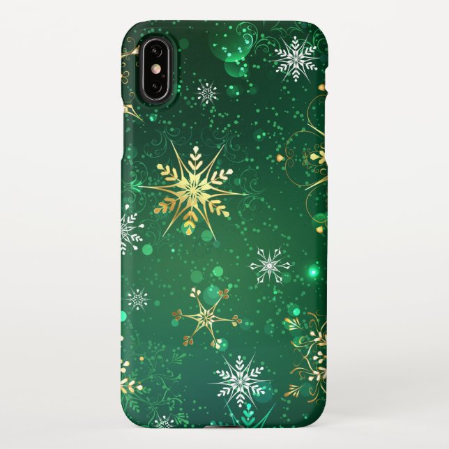 Coque iPhone Les flocons dorés de Noël sur l'Arrière - plan ver (Dos)