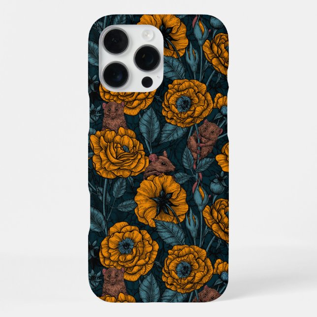 Coque iPhone Les souris font la fête en orange et bleu (Verso)