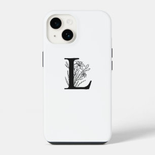 COQUE POUR iPhone 14 LETTRE L DESIGN ÉLÉGANT DE MONOGRAMME FLORAL BLANC