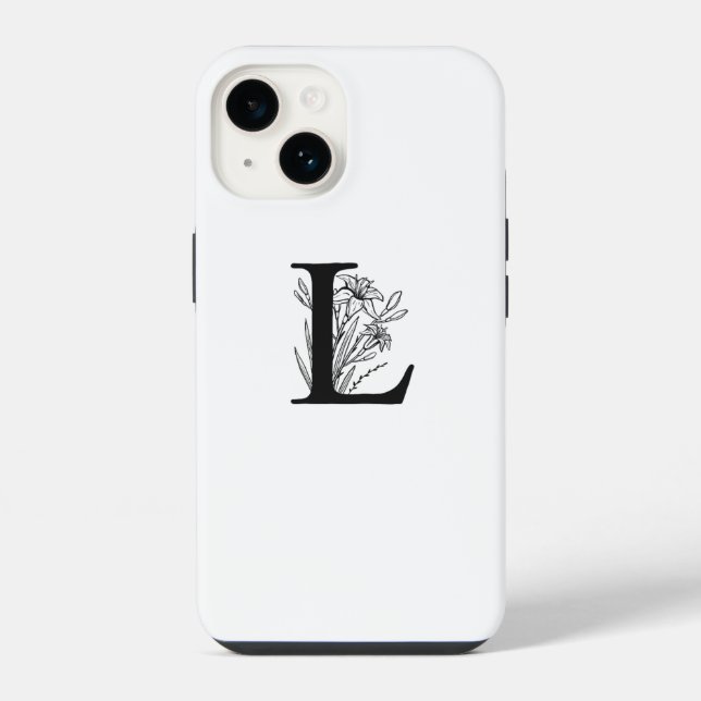 COQUE iPhone LETTRE L DESIGN ÉLÉGANT DE MONOGRAMME FLORAL BLANC (Verso)