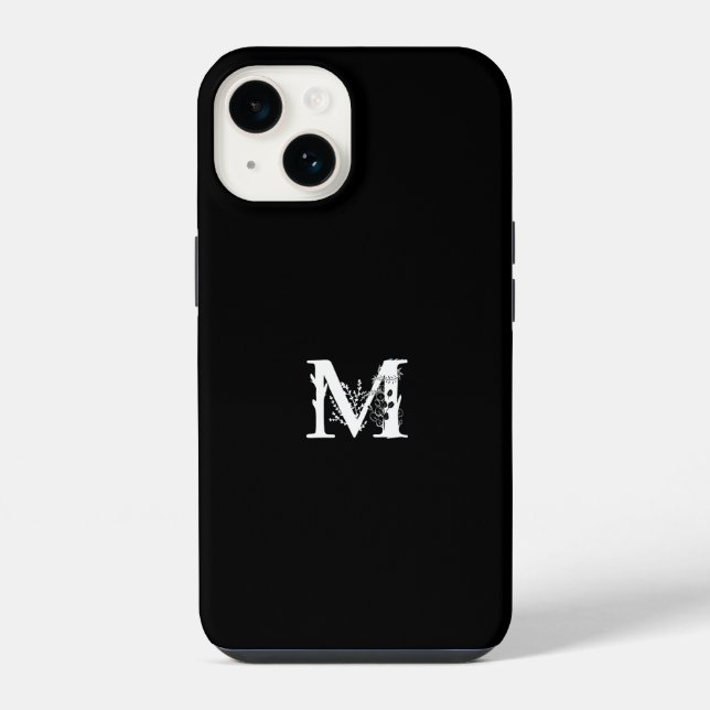 COQUE iPhone LETTRE MONOGRAM M MINIMALIST NOIR (Verso)