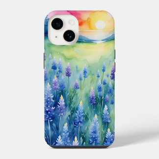 Coque Pour iPhone 14 Lever de soleil Bluebonnet en bleu 
