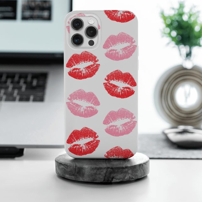 Coque iPhone Lèvres rouges et roses, Motif des lèvres, bâton à  (Créateur téléchargé)