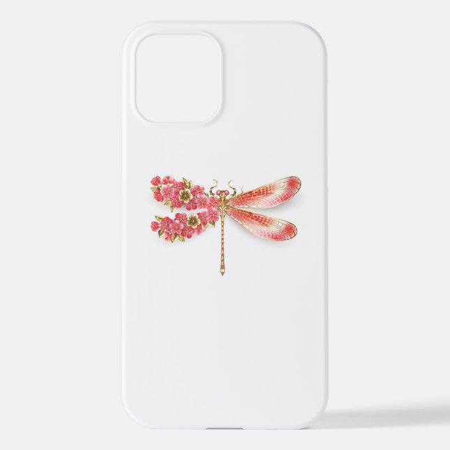Coque iPhone libellule de fleurs avec sakura de bijoux (Verso)