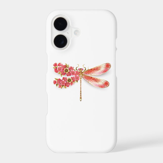 Coque iPhone libellule de fleurs avec sakura de bijoux (Verso)