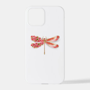 Coque iPhone 12 Pro libellule de fleurs avec sakura de bijoux