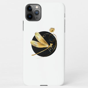 Coque iPhone 11Pro Max libellule d'or en cercle noir