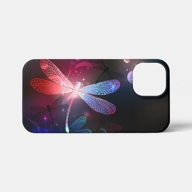 Coque iPhone libellule rouge brillante (Verso Horizontal)