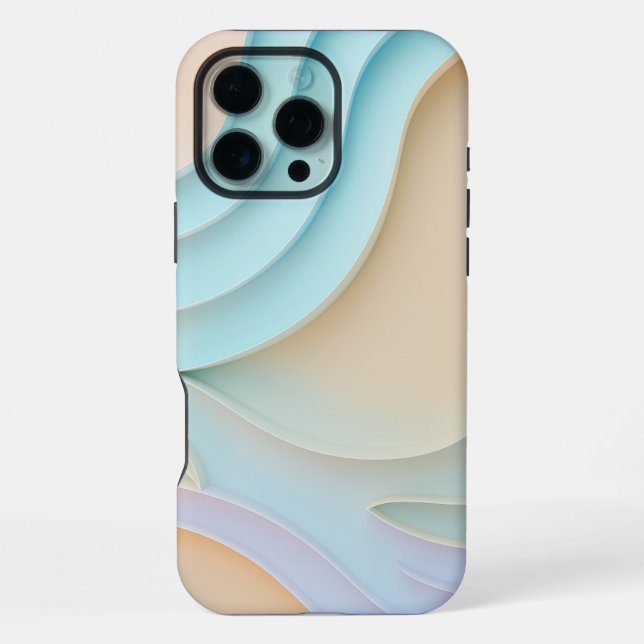 Coque iPhone Lignes courbes et formes en pastels avec espace co (Verso)