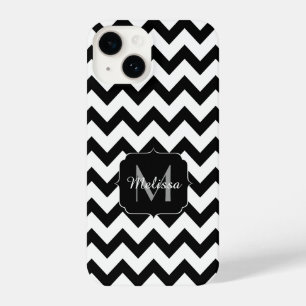 Coque Pour iPhone 14 Lignes simples de motif en chevron noir Monogram