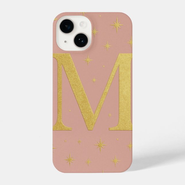 Coque iPhone ✨ Lilac Phone Case with Big M & Yellow Stars – Cut (Verso)