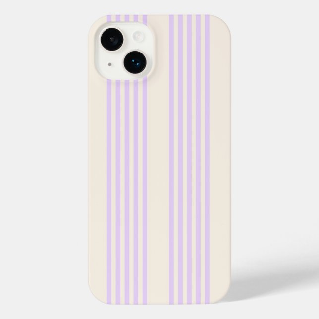 Coque iPhone Lilac violet et beige cinq bandes motif (Verso)