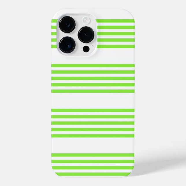 Coque iPhone Lime vert et blanc cinq bandes motif (Verso)