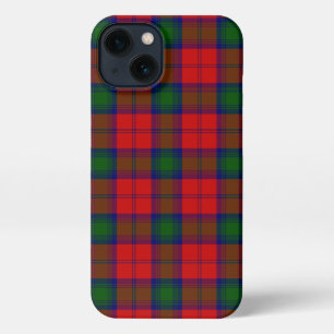 Etui iPhone 13 Lindsay tartan rouge vert plaid