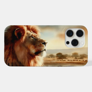 Lion aquarelle dans la savane  