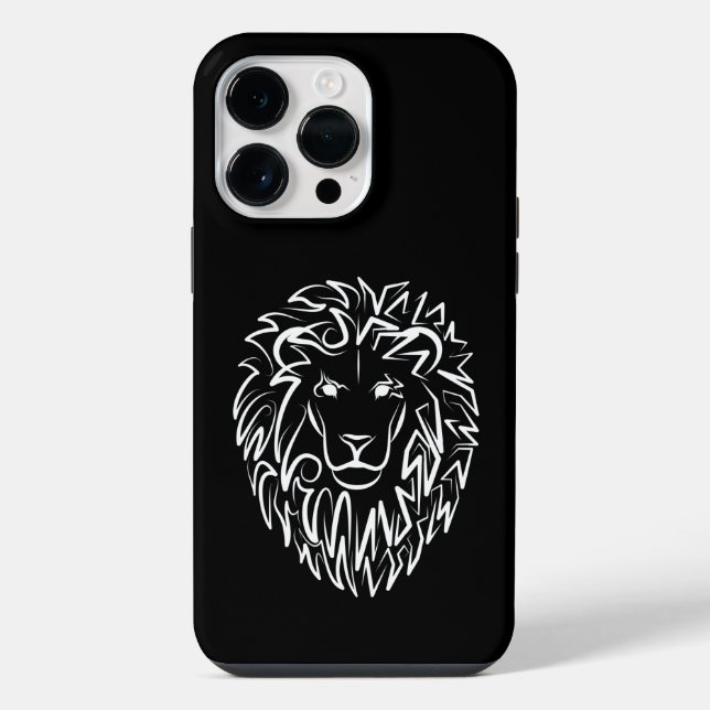 Coque iPhone Lion tribal noir et blanc (Verso)