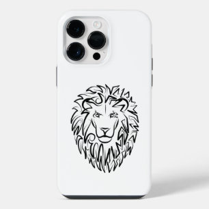 Coque Pour Pour iPhone 14 Pro Max Lion tribal noir et blanc