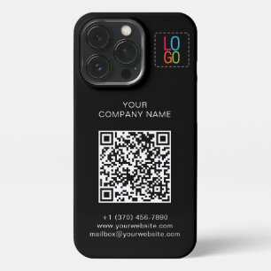 Etui iPhone 13 Pro Logo Add Your QR Code noir et blanc Personalize