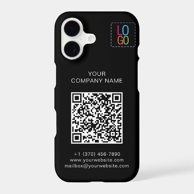 Coque iPhone Logo Add Your QR Code noir et blanc Personalize (Verso)