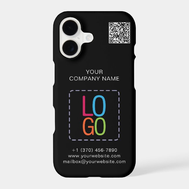 Coque iPhone Logo Add Your QR Code noir et blanc Personalize (Verso)