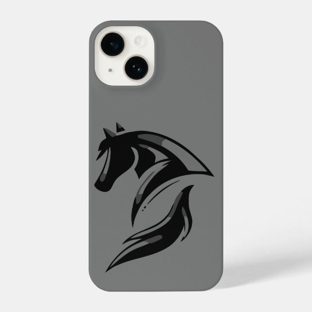 Coque iPhone Logo Black Horse Graphisme Art Equestrian (Verso)