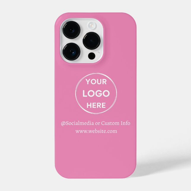 Coque iPhone Logo d'entreprise rose personnalisé (Verso)