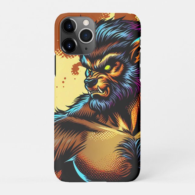 Coque iPhone Loup-garou de style bande dessinée devant la plein (Dos)