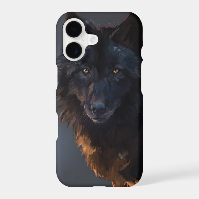 Coque iPhone Loup noir (Verso)