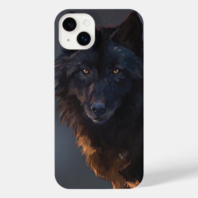Coque iPhone Loup noir (Verso)