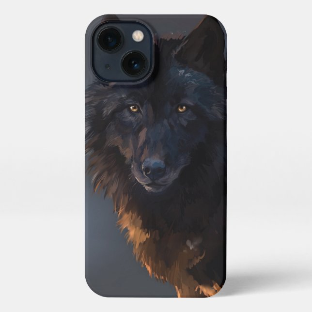 Coque iPhone loup noir (Verso)