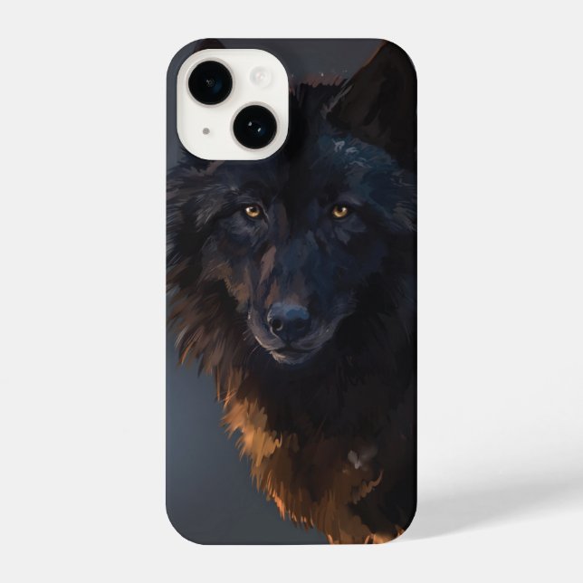 Coque iPhone Loup noir (Verso)