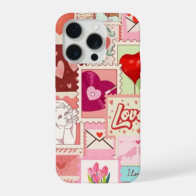Coque iPhone Love Collage Phone Case | Romantic Pink Aesthetic (Verso)